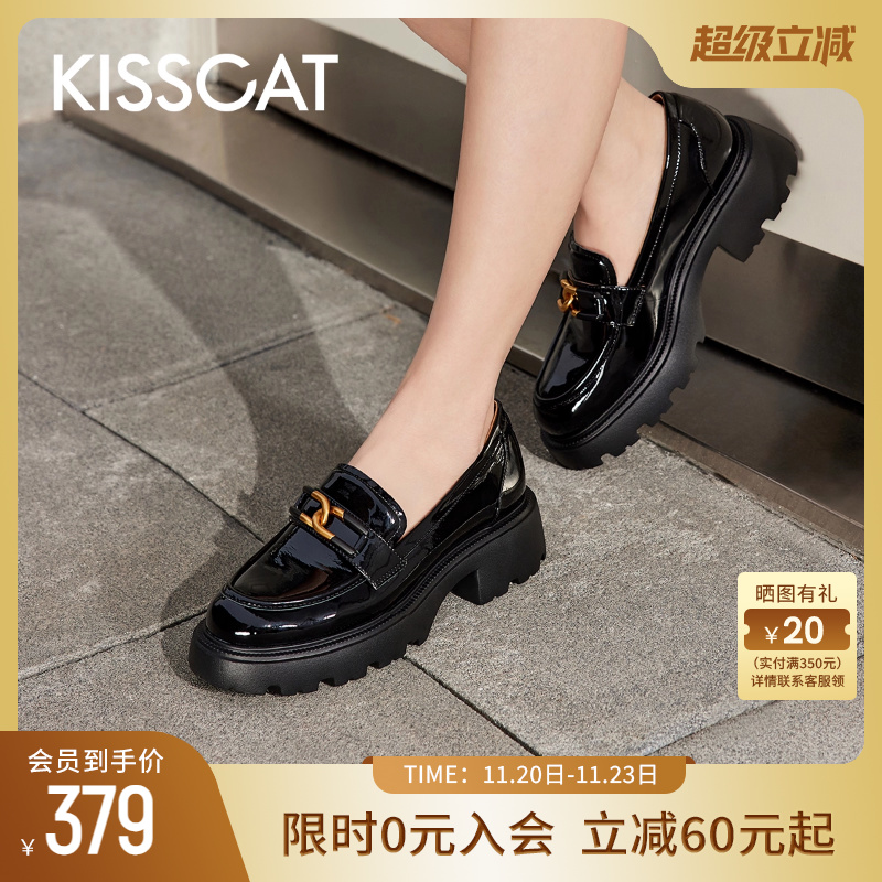 接吻猫乐福鞋女英伦风