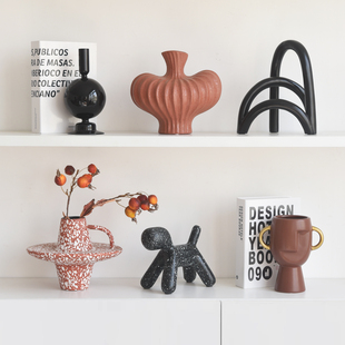 法式 饰品艺术花瓶客厅样板间民宿摆设 中古混搭奶油风高级感家居装