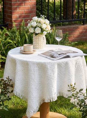 法式奶油风复古蕾丝圆桌布田园ins风镂空盖布茶几长方形餐桌台布