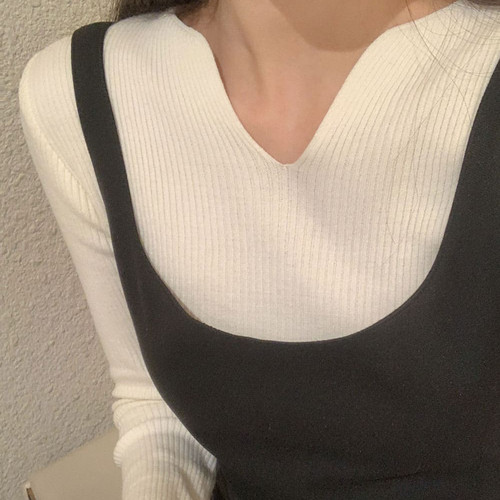 三0124韩国官网CRKO-t46374女针织衫纯色大气正品浪漫冬款时尚