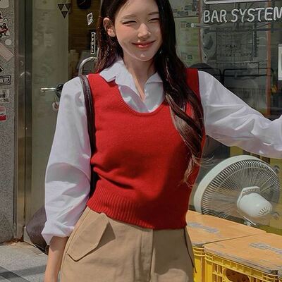 六0923韩国正品h-you--13701 马甲区夏季原宿正品修身休闲学院