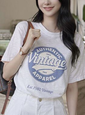 六0719韩国正品81415 T恤区人气原宿秋季修身通勤学院纯色大气