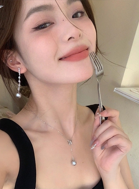 JHEPAN 灰色珍珠套装s925通体纯银女施家韩国东大门款银饰小清新