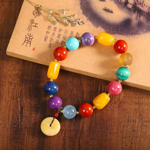 德琳居  s925银镀金 多彩宝石手串 时尚潮流女式首饰新品手环