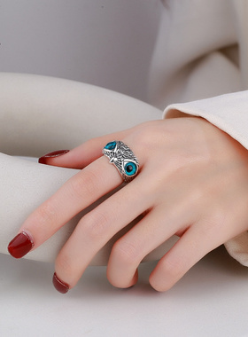 JHEPAN925纯银蓝眼猫头