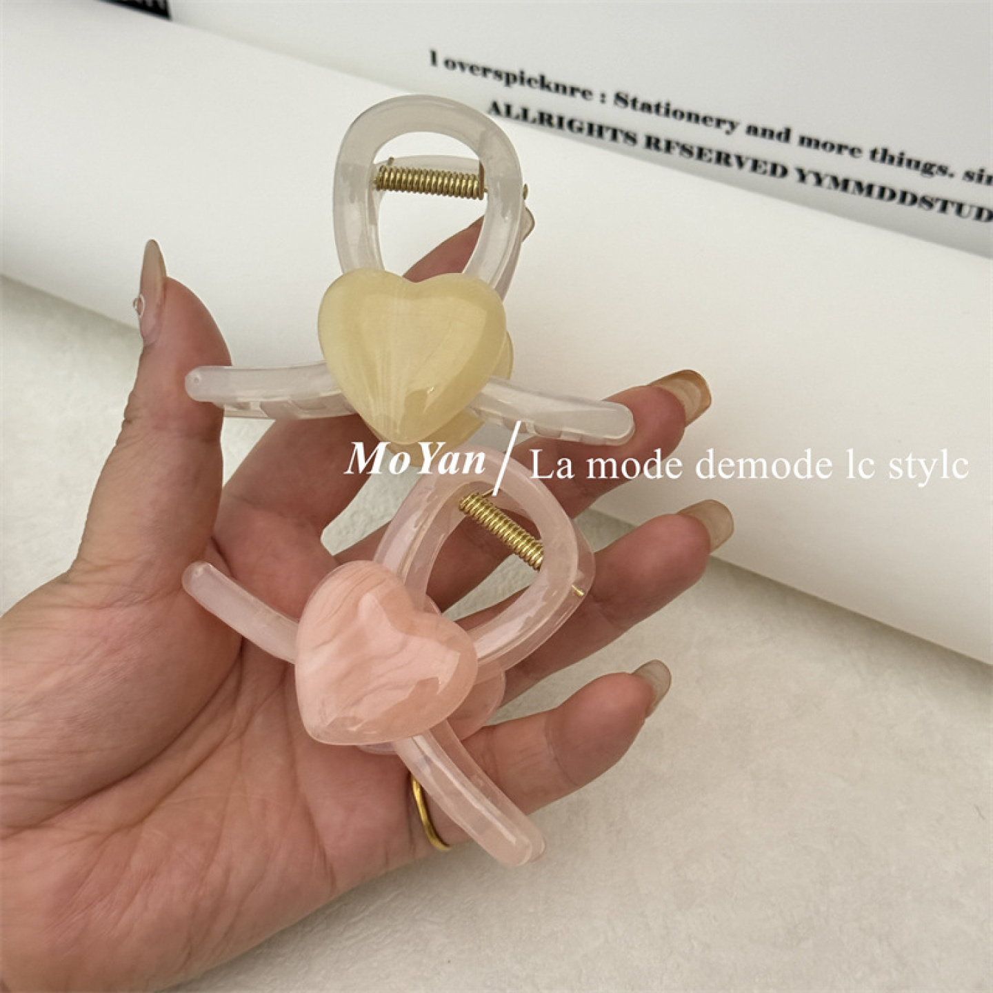 韩版果冻色爱心发夹65