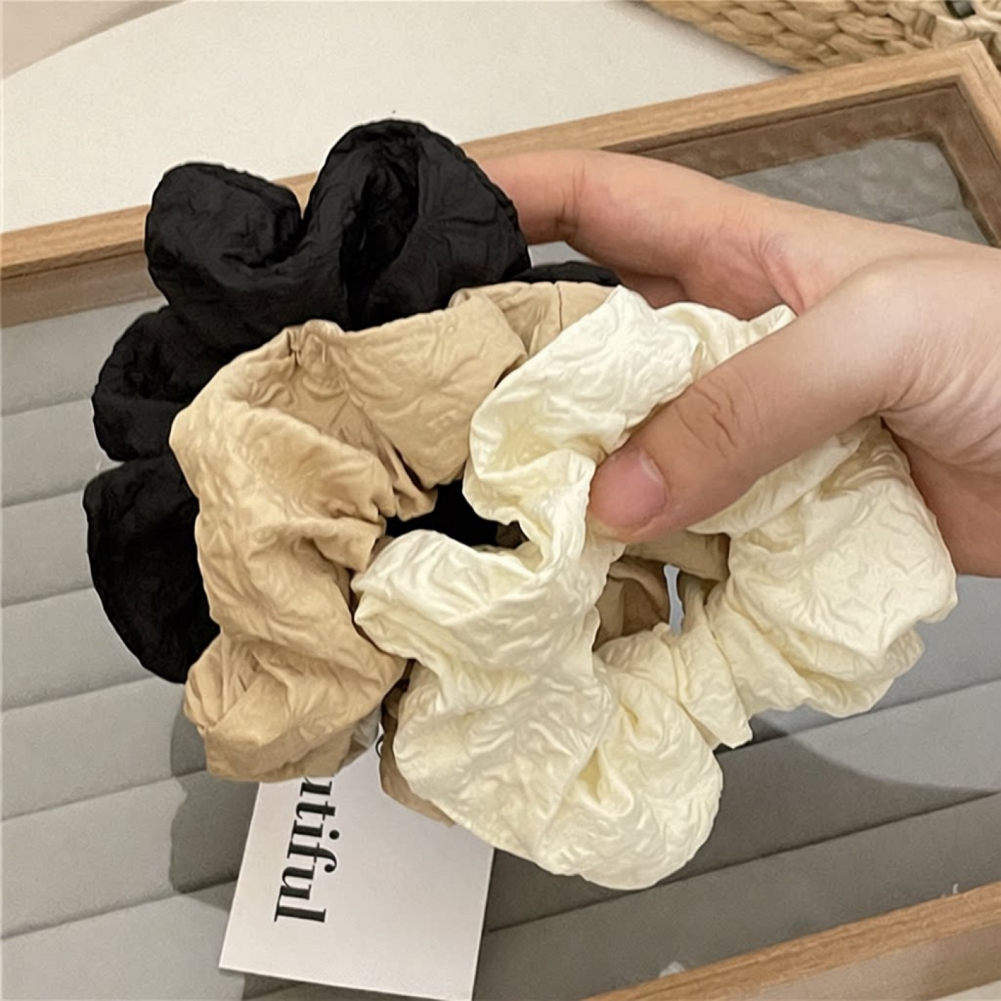 简约纯色泡泡肌理发圈