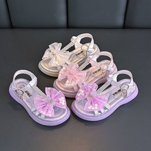 女童休闲凉鞋夏季新款韩版蝴蝶结