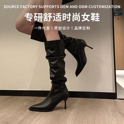 9800-2小个子尖头高跟长筒靴时装