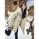 韩版 棉服宽松外套 加厚保暖工装 羊羔毛领连帽派克服女2025冬季 新款