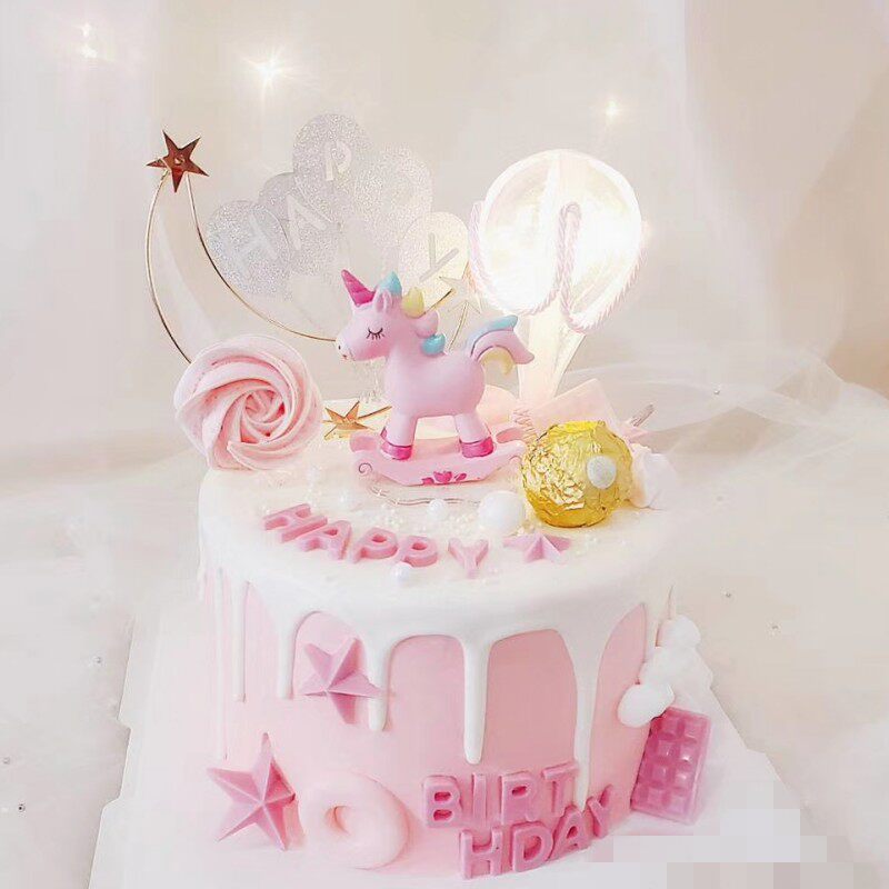 独角兽蛋糕装饰摆件儿童生日蛋糕节日装扮用品