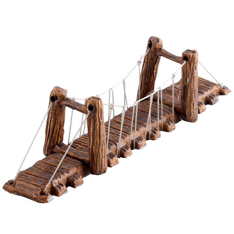 吸水石假山上水石盆景竹桥小桥微景观小桥海底世界拱形桥造景摆件