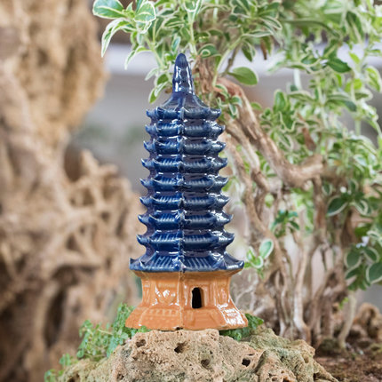 陶瓷摆件宝塔假山盆景配件模型六角塔古塔多肉微景观造景室内配饰