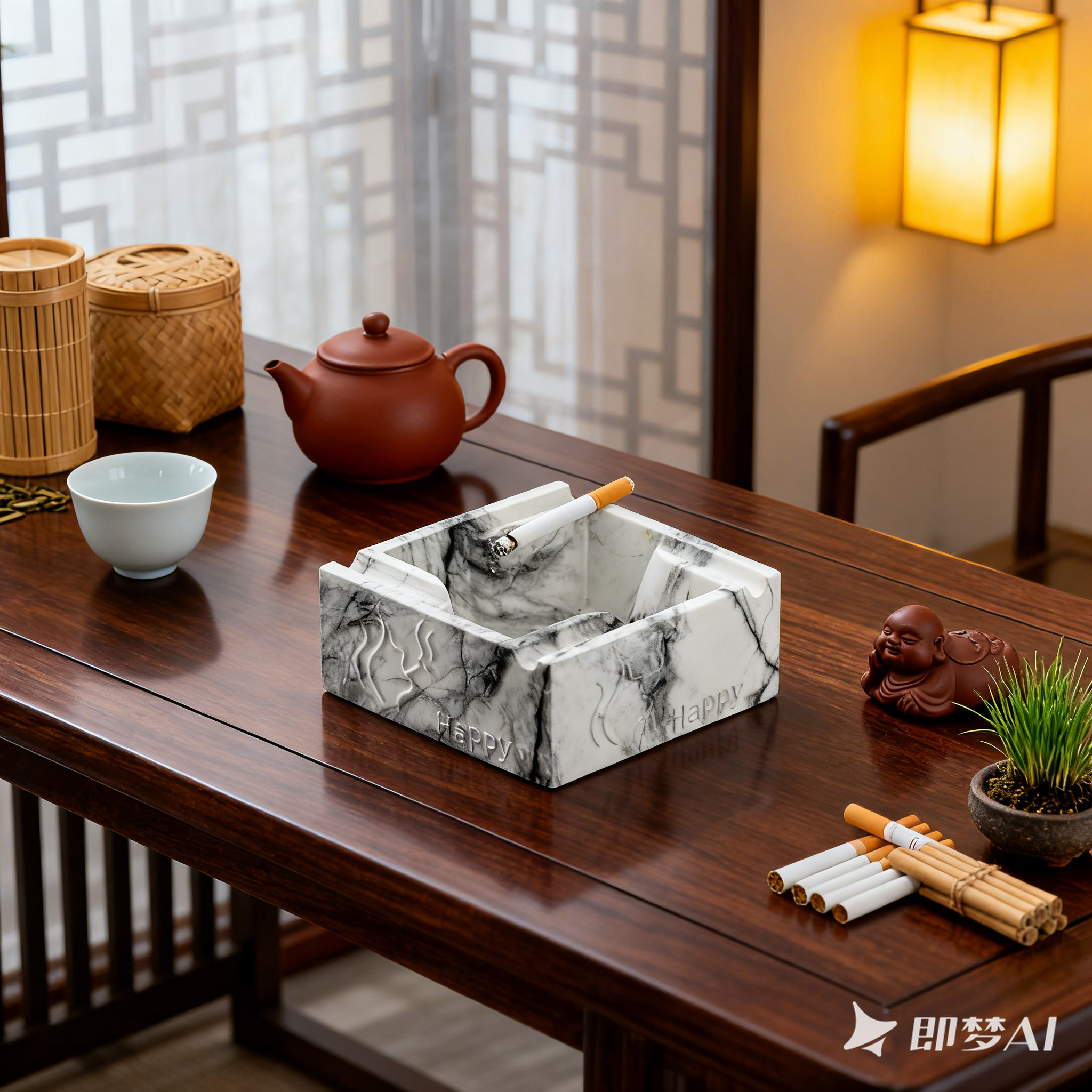 水转印创意正方形烟灰缸水大号雪茄烟细烟酒店会所网吧高级感礼品