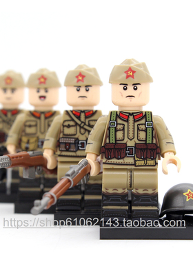 粤睿智达N667-670苏军m35制服小颗粒积木人仔袋装