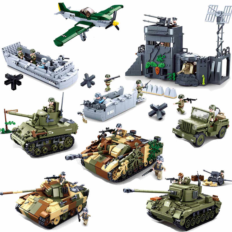 吉普车登陆舰堡垒大炮拼装玩具