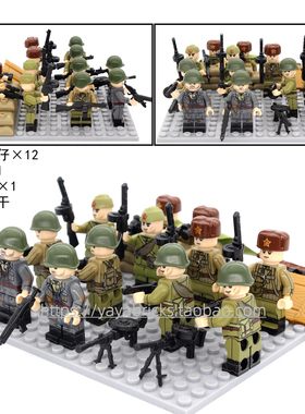 睿智人仔JR001-004苏军斯大林格勒保卫战坦克兵积木玩具