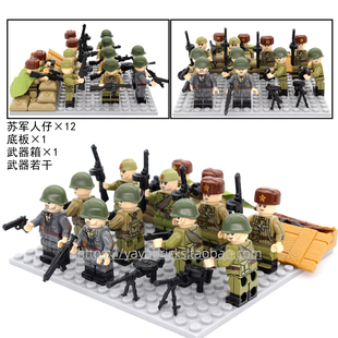 睿智人仔JR001-004苏军斯大林格勒保卫战坦克兵积木玩具