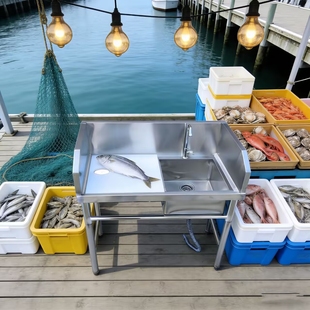 杀鱼用的水池操作台剁鹅不锈钢饭店果切台斜面杀鱼台砍鱼专用酒店