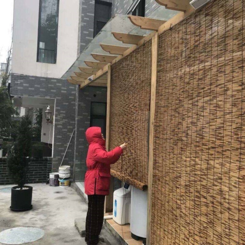 芦苇帘子墙面装饰遮阴竹帘子卷帘草编遮阳卷帘茶馆草帘子稻草吊顶