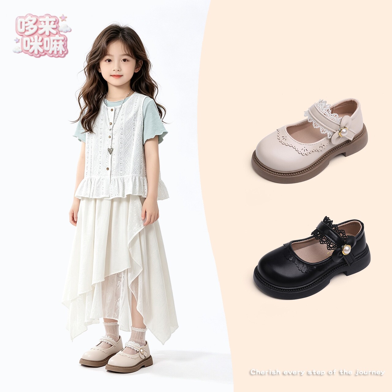 女童春季韩版小皮鞋花边公主鞋