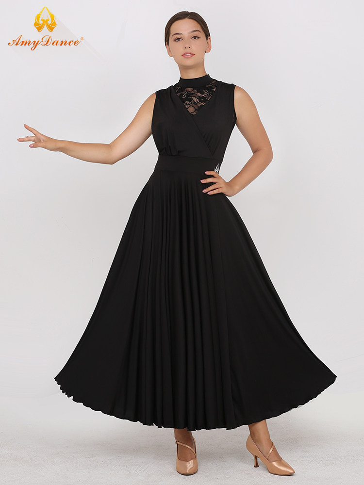 艾美舞服摩登舞练功服连衣裙夏季交谊舞演出服大摆华尔兹舞蹈服