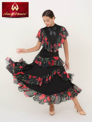 摩登舞半身裙艾美舞服花边裙