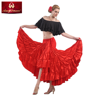 艾美舞服摩登舞半身裙一片式弗拉明戈西班牙舞蹈大摆裙斗牛舞裙