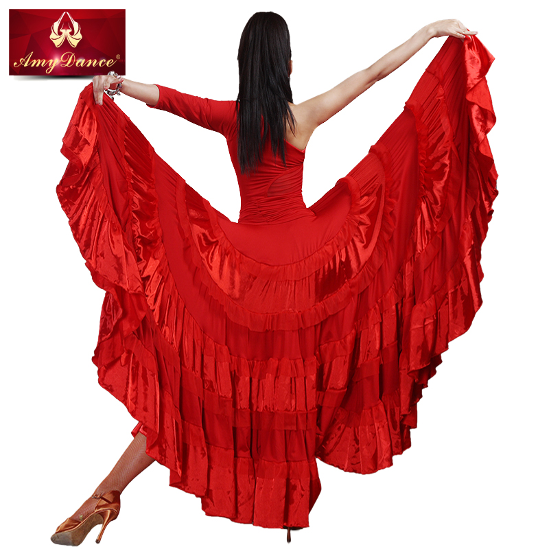 新款演出服多層弗拉明戈斗牛舞裙