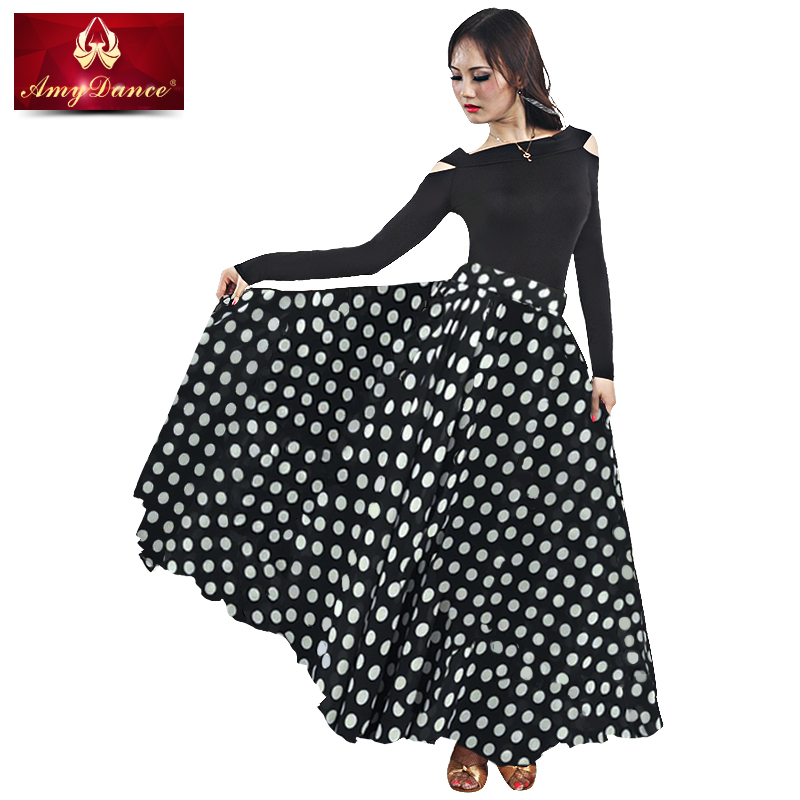 艾美舞服国标舞半身裙大摆新款松紧高腰雪纺摩登舞长裙交谊舞裙