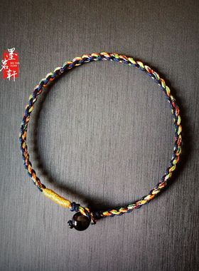 凤凰原创端午节五彩绳男红黑玛瑙藏蓝色手链女款情侣小红绳礼物