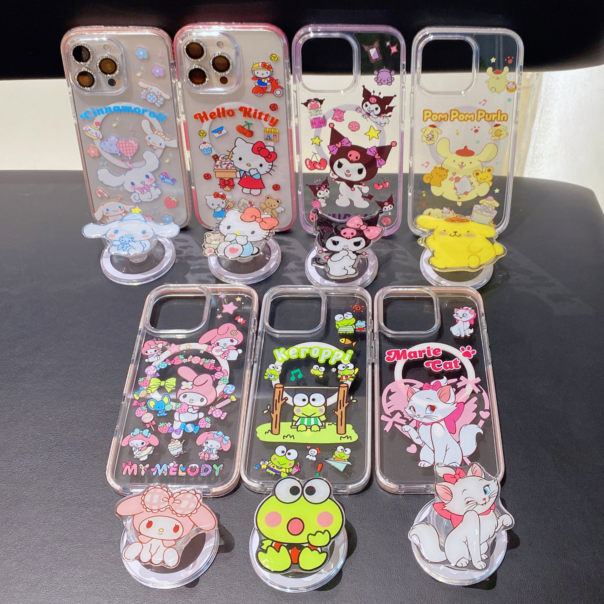 三丽鸥帕恰大耳狗KT猫适用苹果iphone12小众13卡通14可爱15时尚16promax女生闺蜜甜美糖果高透磁吸支架手机壳