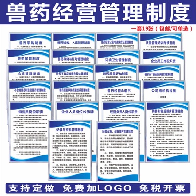 兽药经营质量规章制度牌GSP采购验收保管检测评估定做KT板PVC贴纸