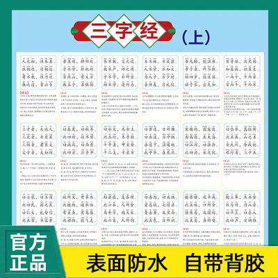 三字经完整版挂图带拼音+译文版国学文化海报墙贴教育海报大图墙