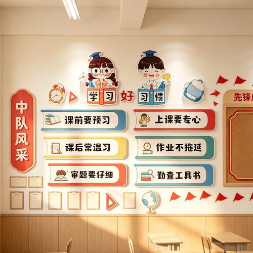 开学教室励志好习惯标语墙贴