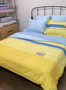 多喜爱纯棉四件套专柜同款全棉黄色床笠学院风床上用品1.21.51.8m