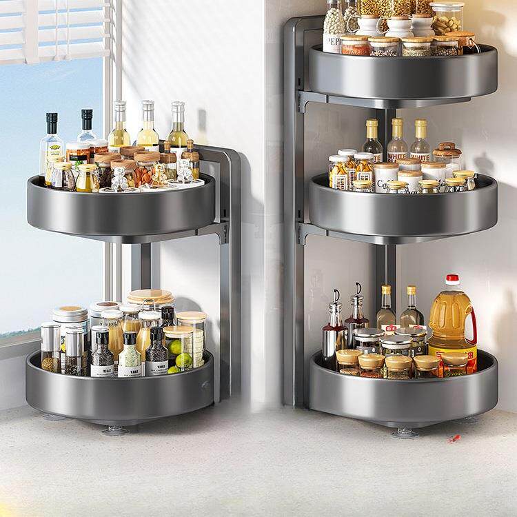 厨房旋转调料置物架调料品架子双层家用台面转角佐料调味品收纳架