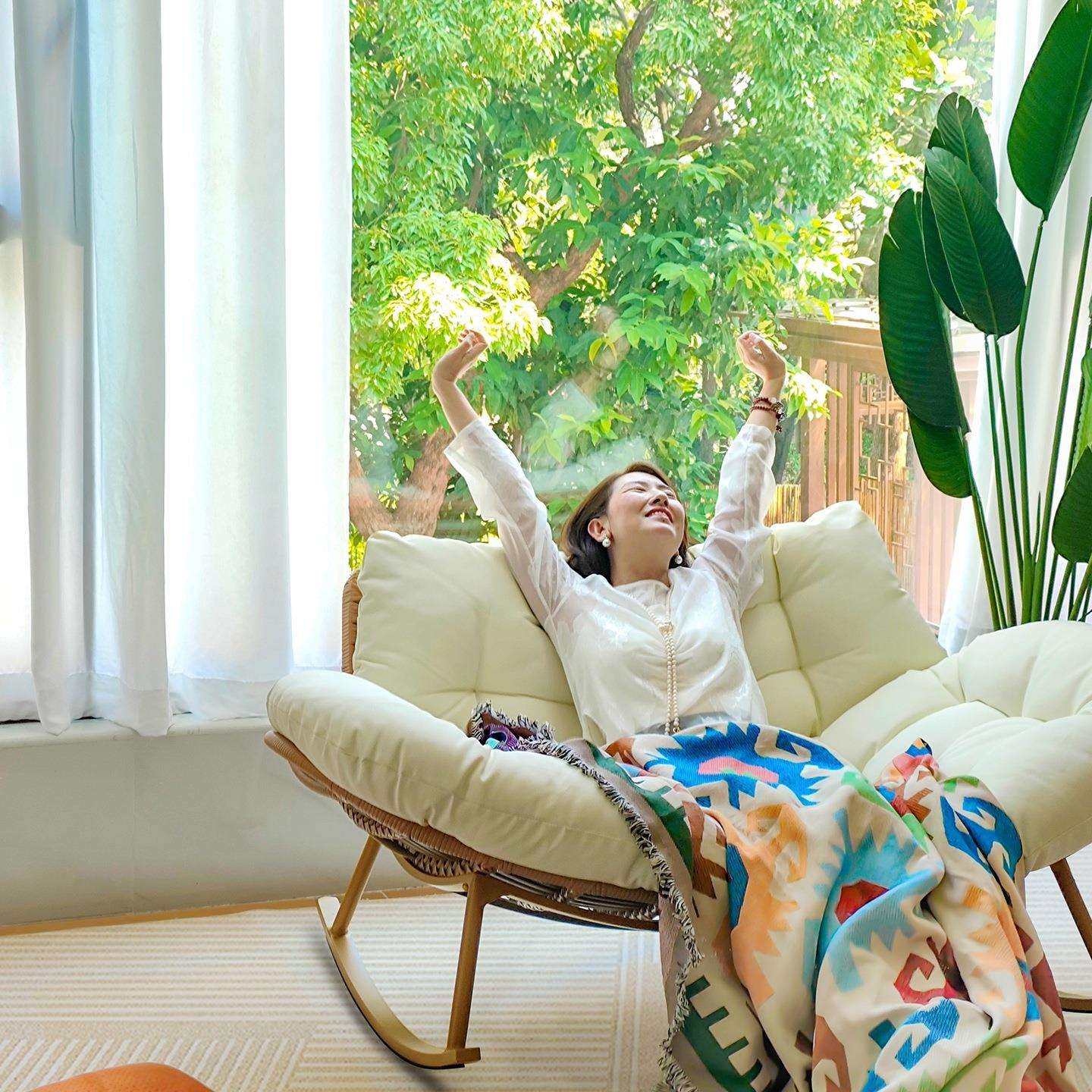 贝壳双人摇摇椅躺椅家用成人可睡觉庭院客厅阳台藤椅户外休闲摇椅,收纳整理,烫衣板及配件,淘宝优惠券,粉丝福利购,淘宝优惠卷