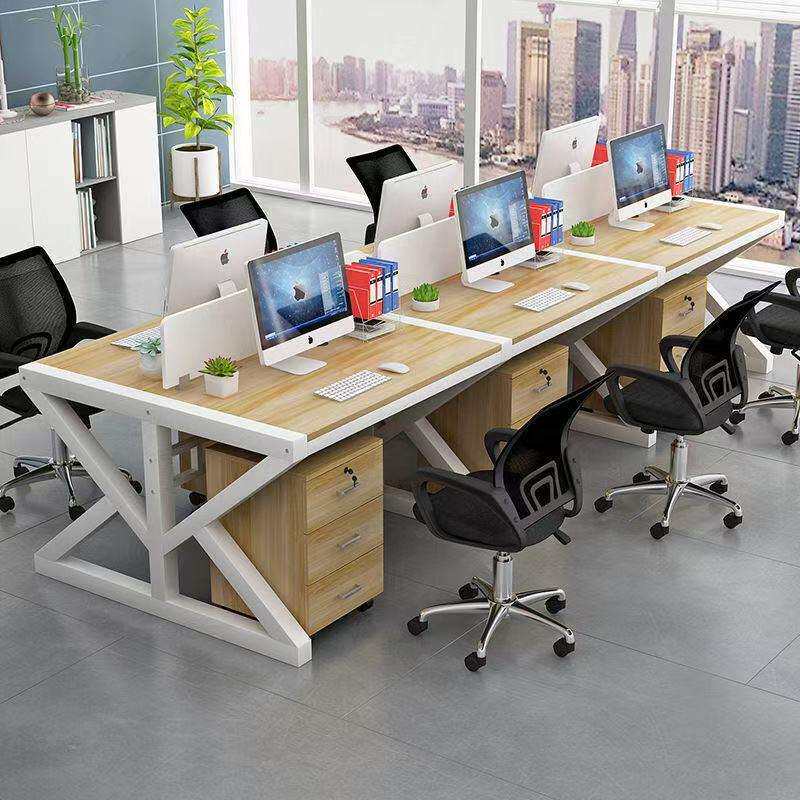 职员办公桌员工电脑桌椅简约现代办公家具2/6四4人屏风组合工作位