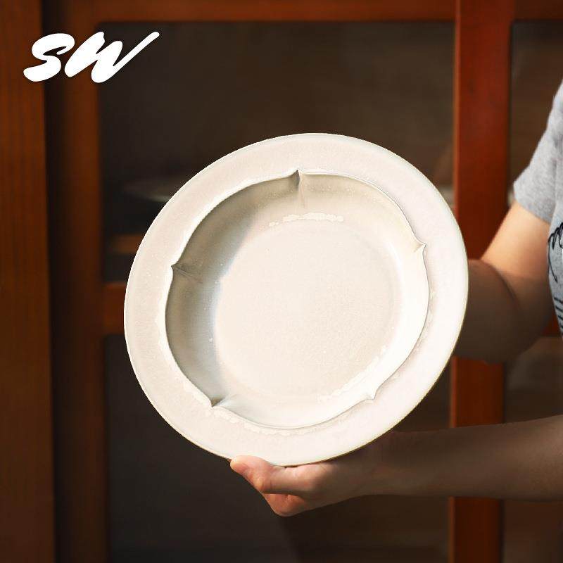 三雾创意陶瓷盘餐厅冷菜盘釉下彩西餐餐具沙拉圆盘个性窑变日式盘,纺织面料/辅料/配套,纺织机械配件,淘宝优惠券,粉丝福利购,淘宝优惠卷