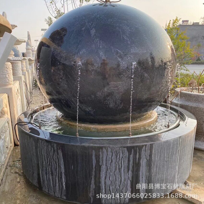花岗岩石雕风水球喷泉雕塑优惠