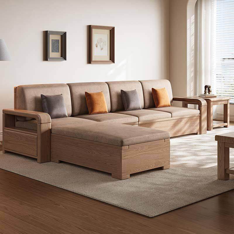 新中式白蜡木实木沙发组合简约现代客厅家用冬夏两用小户型储物