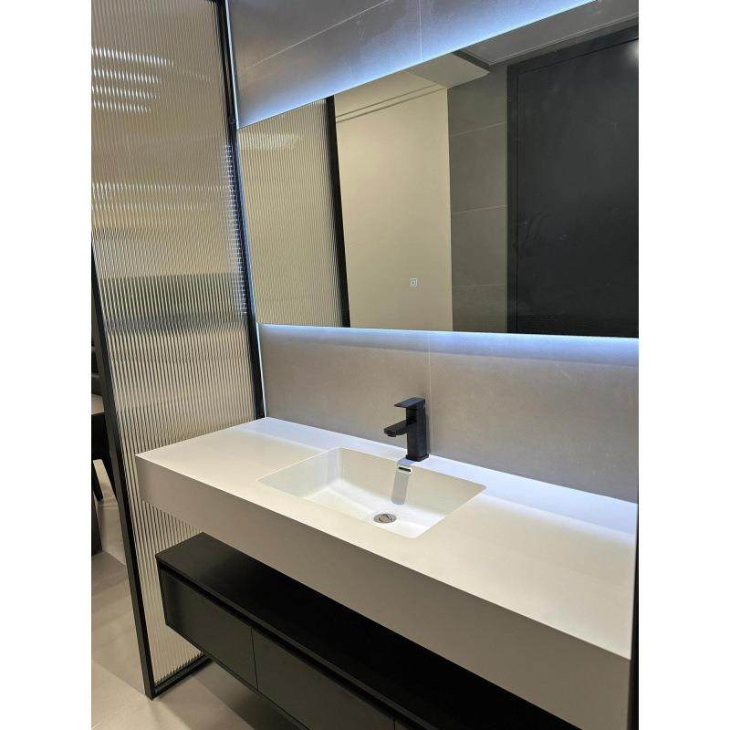 2024新款岩板热弯一体盆无缝一体盆浴室柜组合卫生间洗手轻奢网红