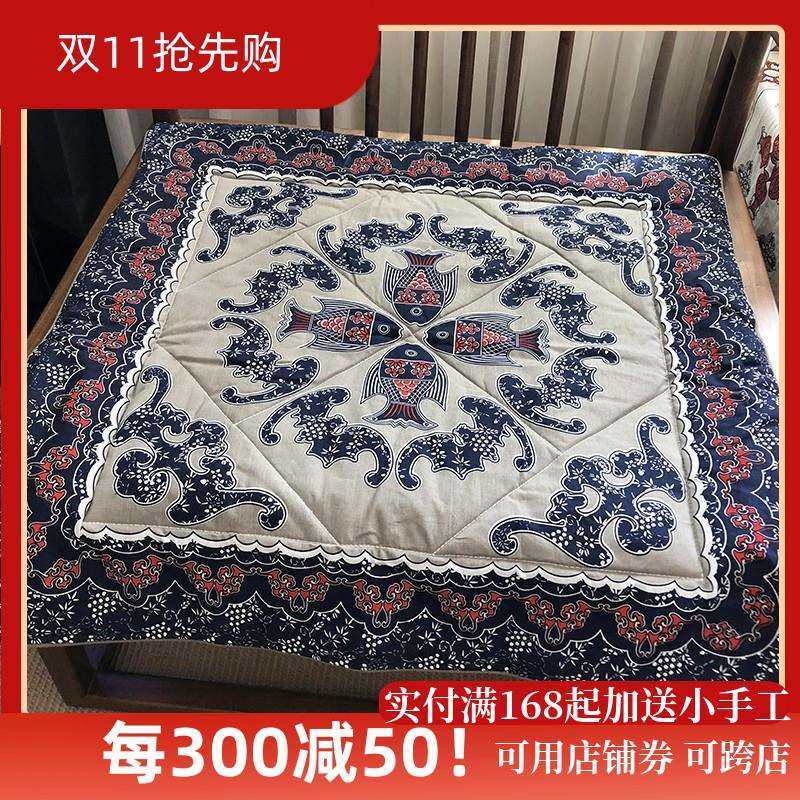 大号坐垫椅子垫大码禅修椅圈椅飘窗沙发垫中式手工印花纯棉