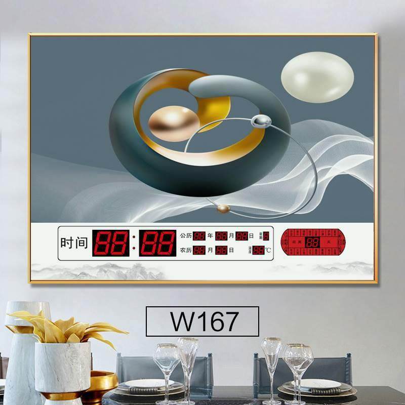 万年历电表箱装饰画可推拉带钟表客厅餐厅配电箱遮挡箱开关盒挂画