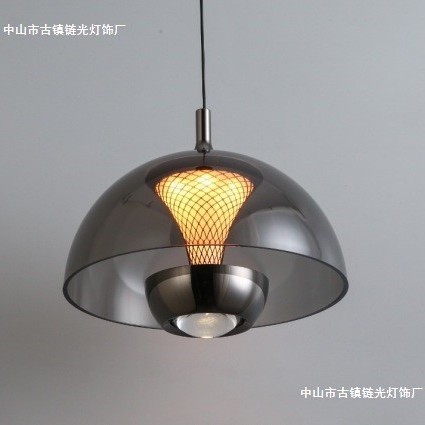 现代简约单头吊灯创意复古工业风餐厅吧台透明灯罩床头小吊灯
