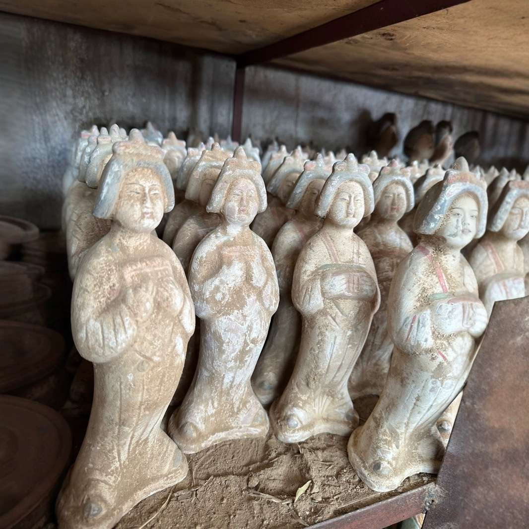 古玩陶瓷艺术装饰收藏仿古唐三彩仕女人物陶俑像仿老出土做旧