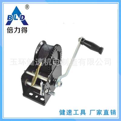 倍力得手动绞盘提升机绞盘2500磅(lbs)双速配织带KW2500重型