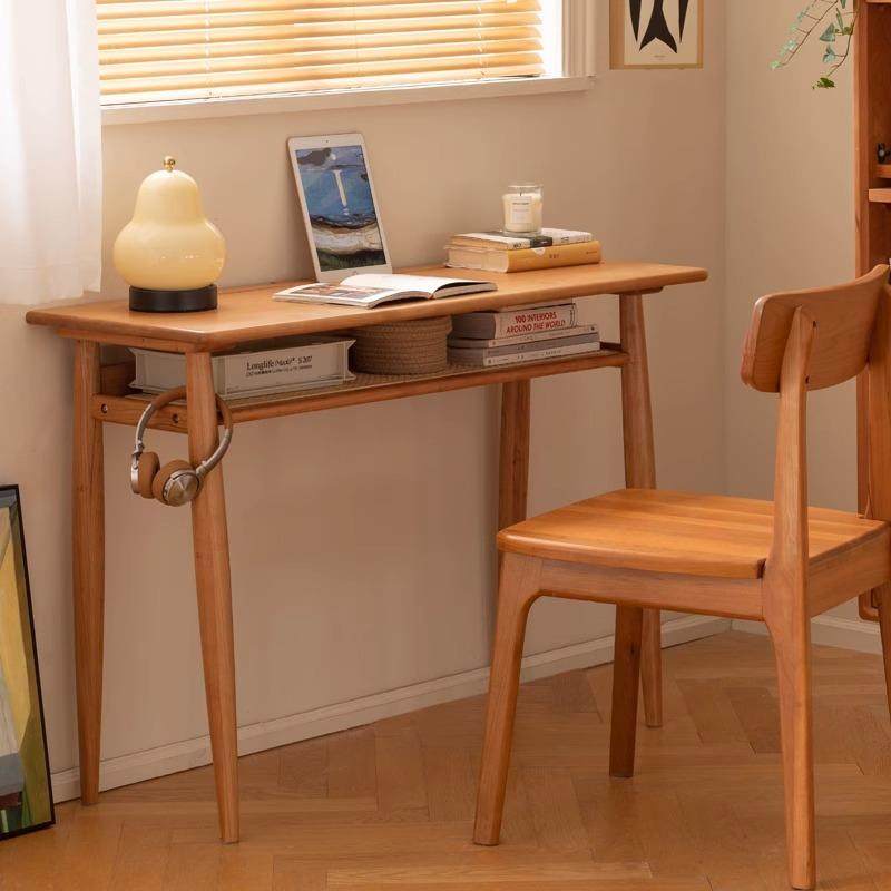 欧拉全实木书桌樱桃小户型木学习办公一字板靠墙长条电脑窄书桌子,收纳整理,烫衣板及配件,淘宝优惠券,粉丝福利购,淘宝优惠卷