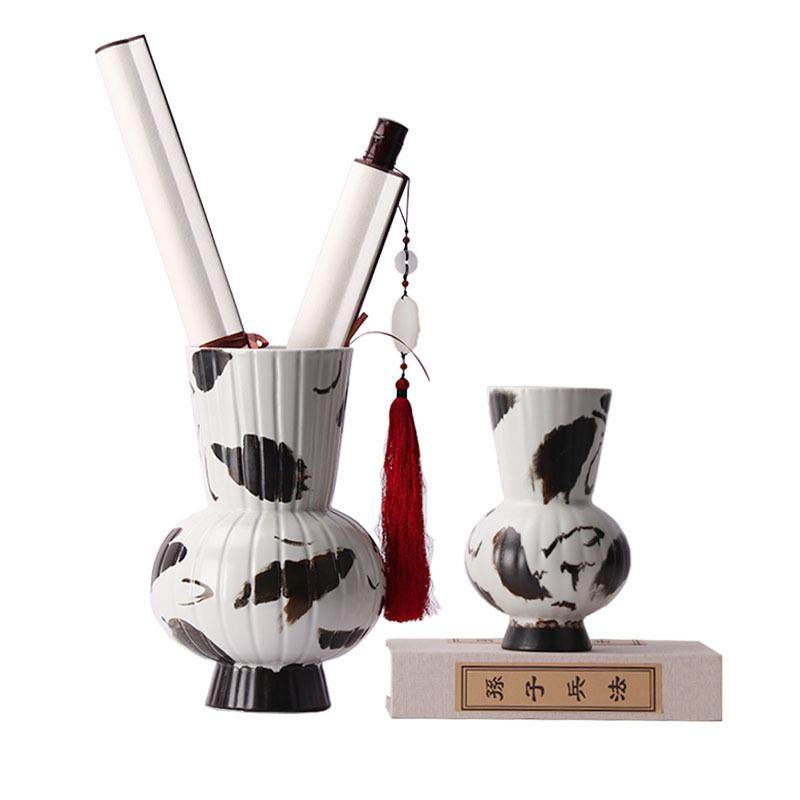 创意新中式现代陶瓷手绘花瓶插花花器桌面摆件样板房售楼处艺术品,纺织面料/辅料/配套,纺织机械配件,淘宝优惠券,粉丝福利购,淘宝优惠卷
